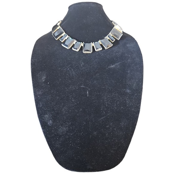 Chico's Blue Glass Stone Velvet Necklace - Picture 2 of 7